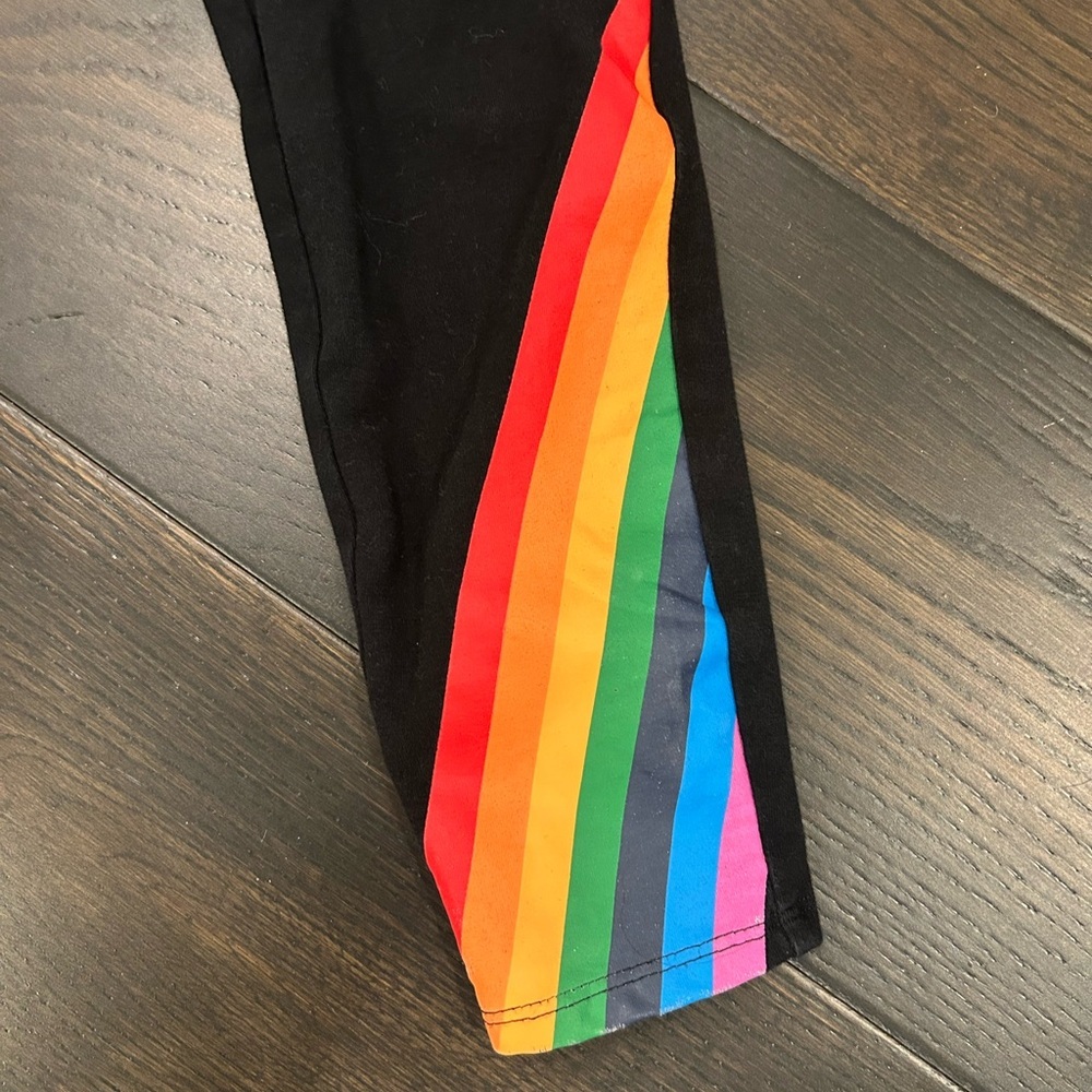 🌈 Black Rainbow Pride Stripe High Rise Stretch Leggings - Picture 6 of 9